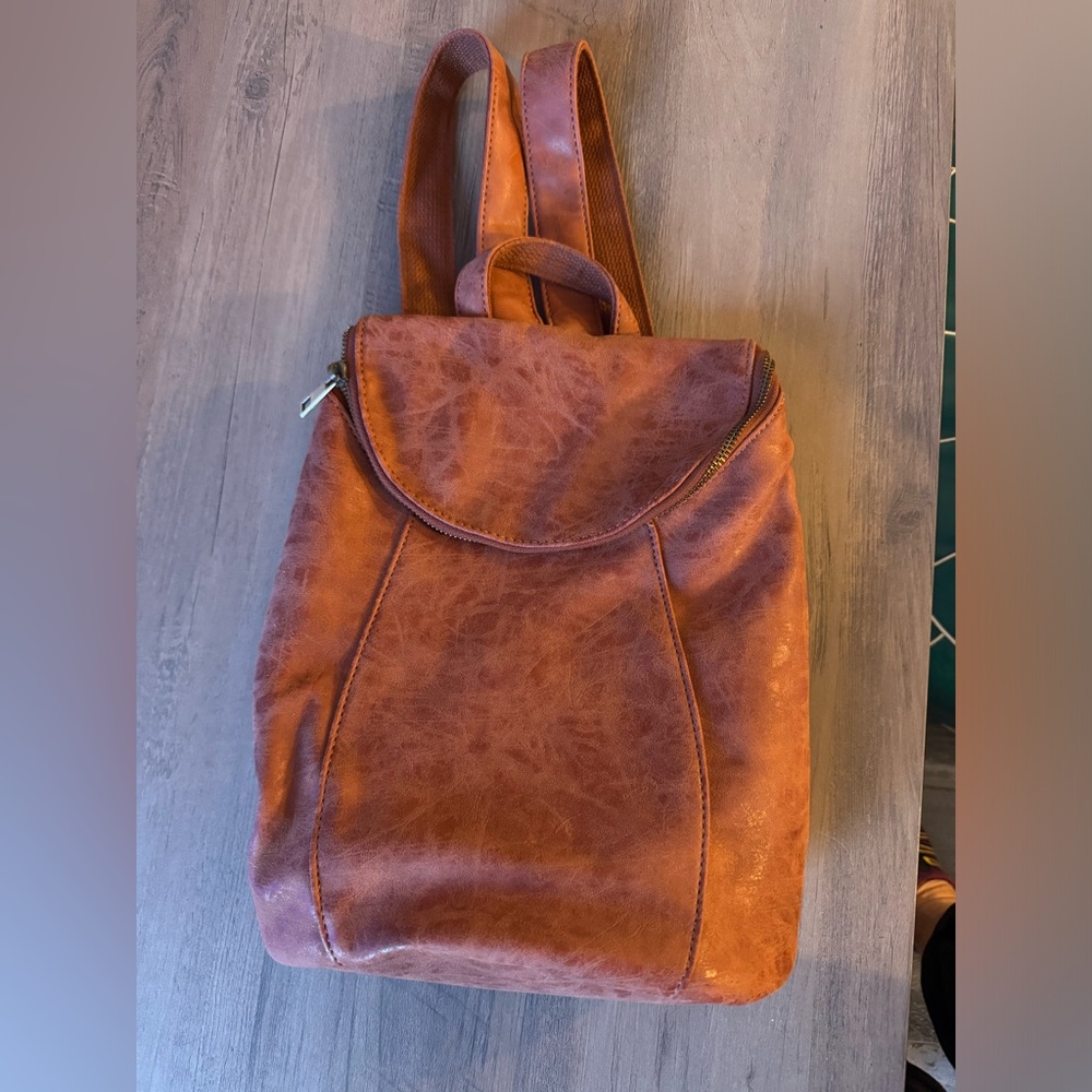 Brown Leather-Like Backpack